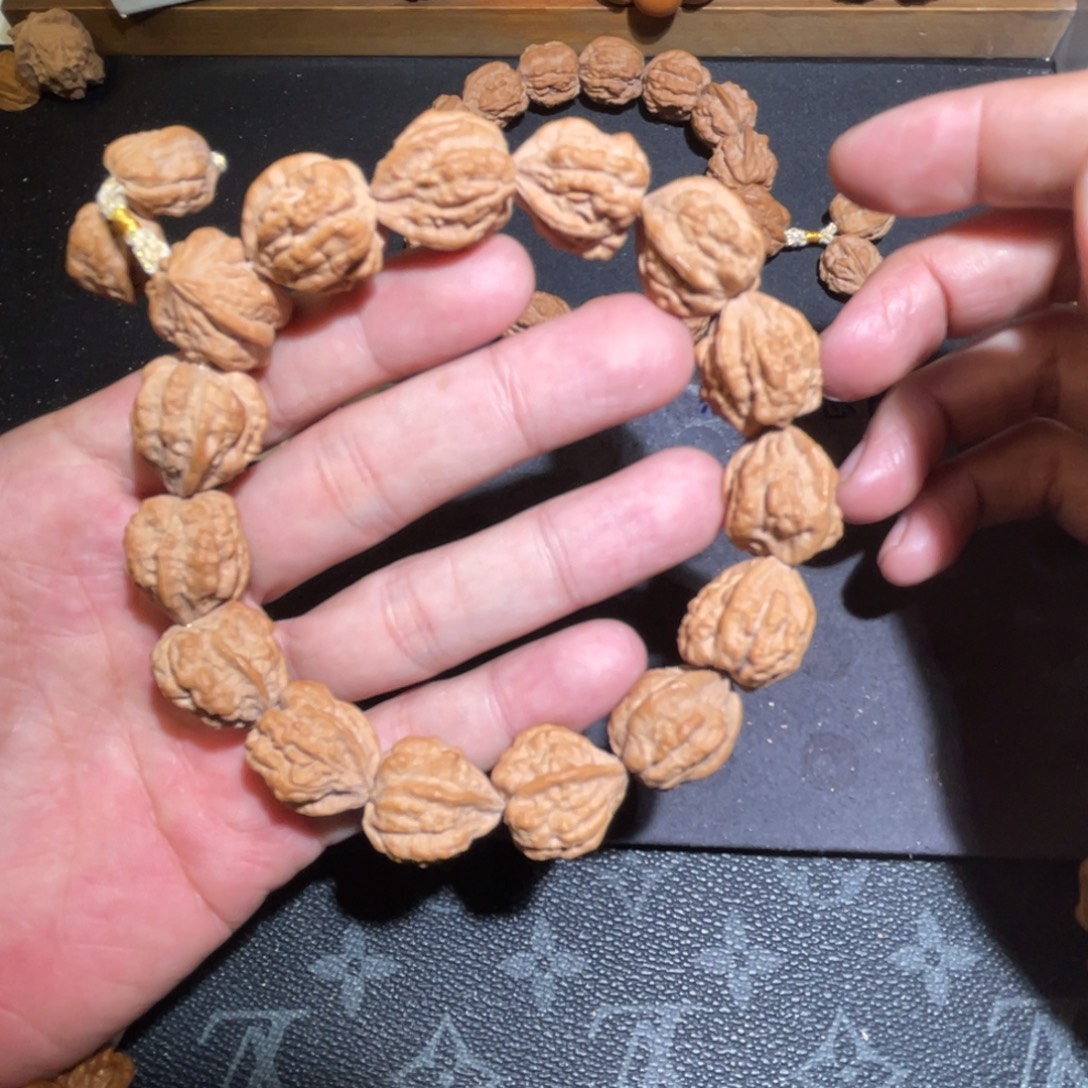 难***白文玩核桃手串嵩山蛤蟆头三棱无削尖无泡药