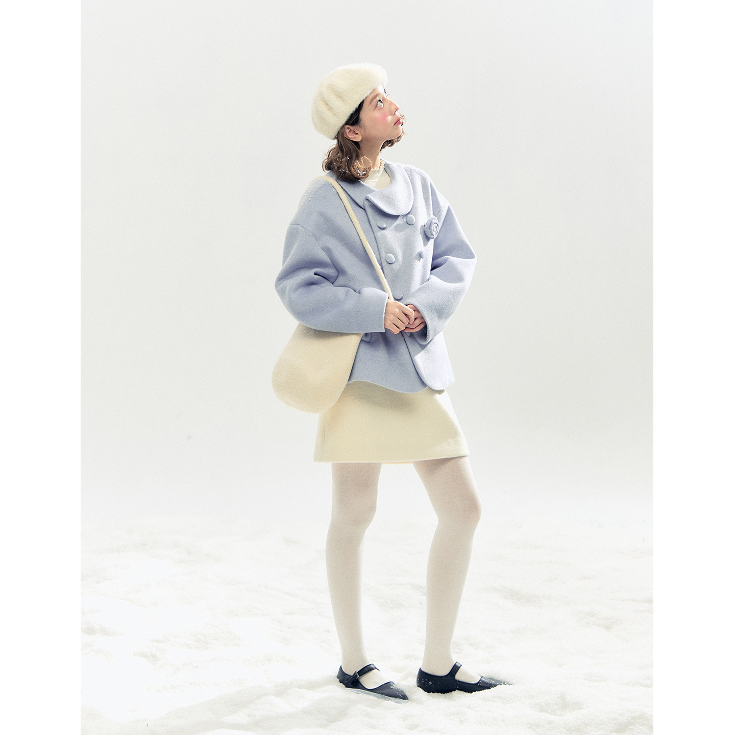 霍里德地图 韩系时尚简约百搭A字短裙女冬毛呢一步半身裙