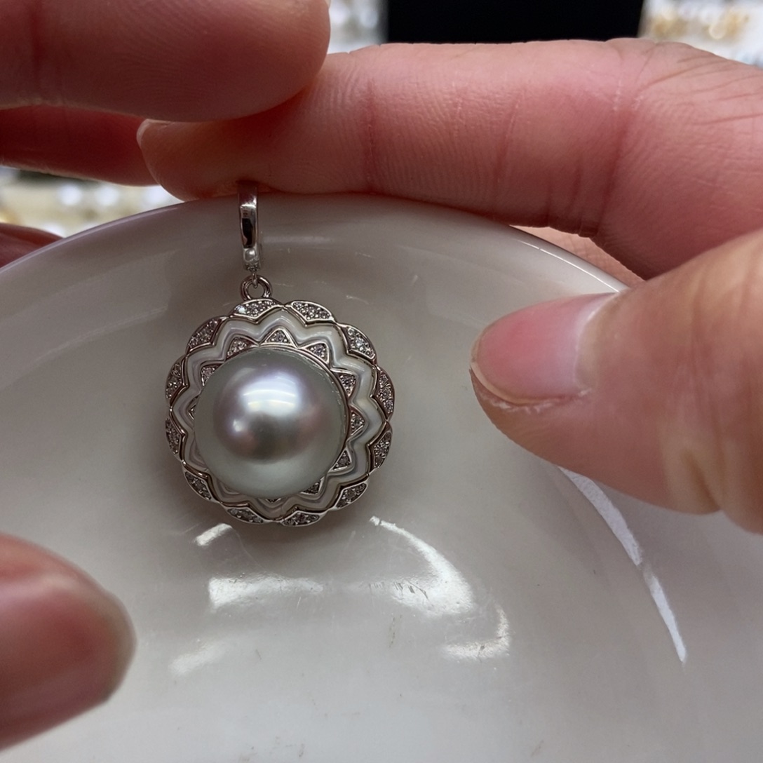海水珍珠吊坠(不含链)银S925镶嵌