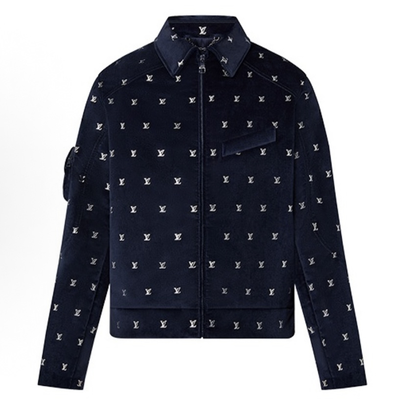 未使用 LouisVuitton/路易威登 植绒满印logo夹克 54码 md1978