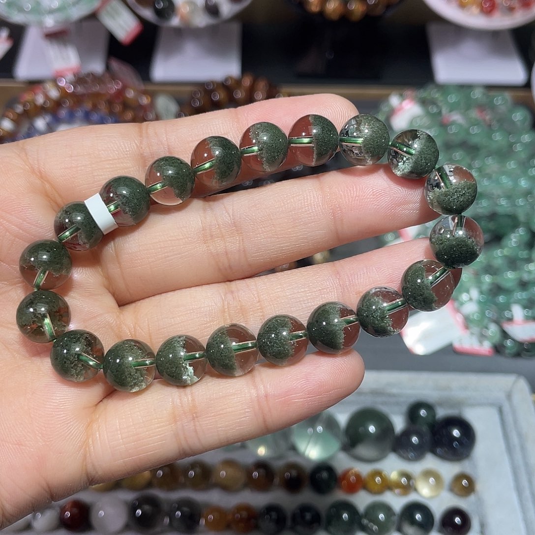 水晶手串未镶嵌绿幽灵聚宝盆手串