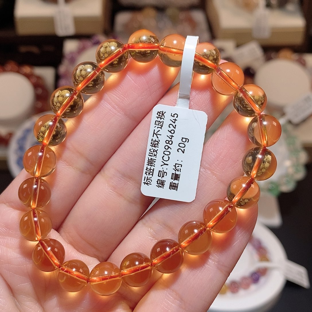 水晶手链未镶嵌烟****袍F黄水晶8.7