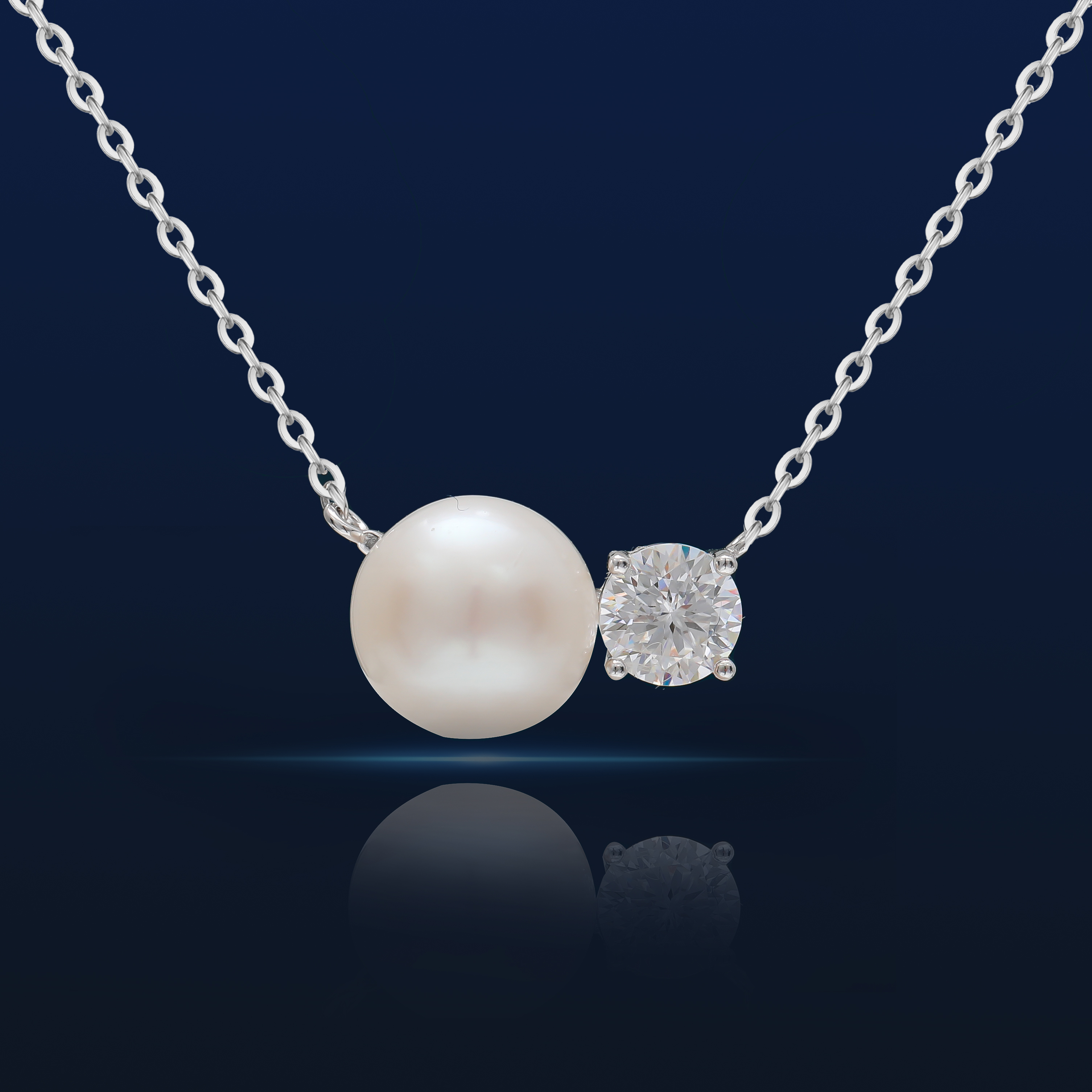 坠链均925银莫桑石  ——木木（M256）全银50分莫桑珠珠8毫米项链45CM