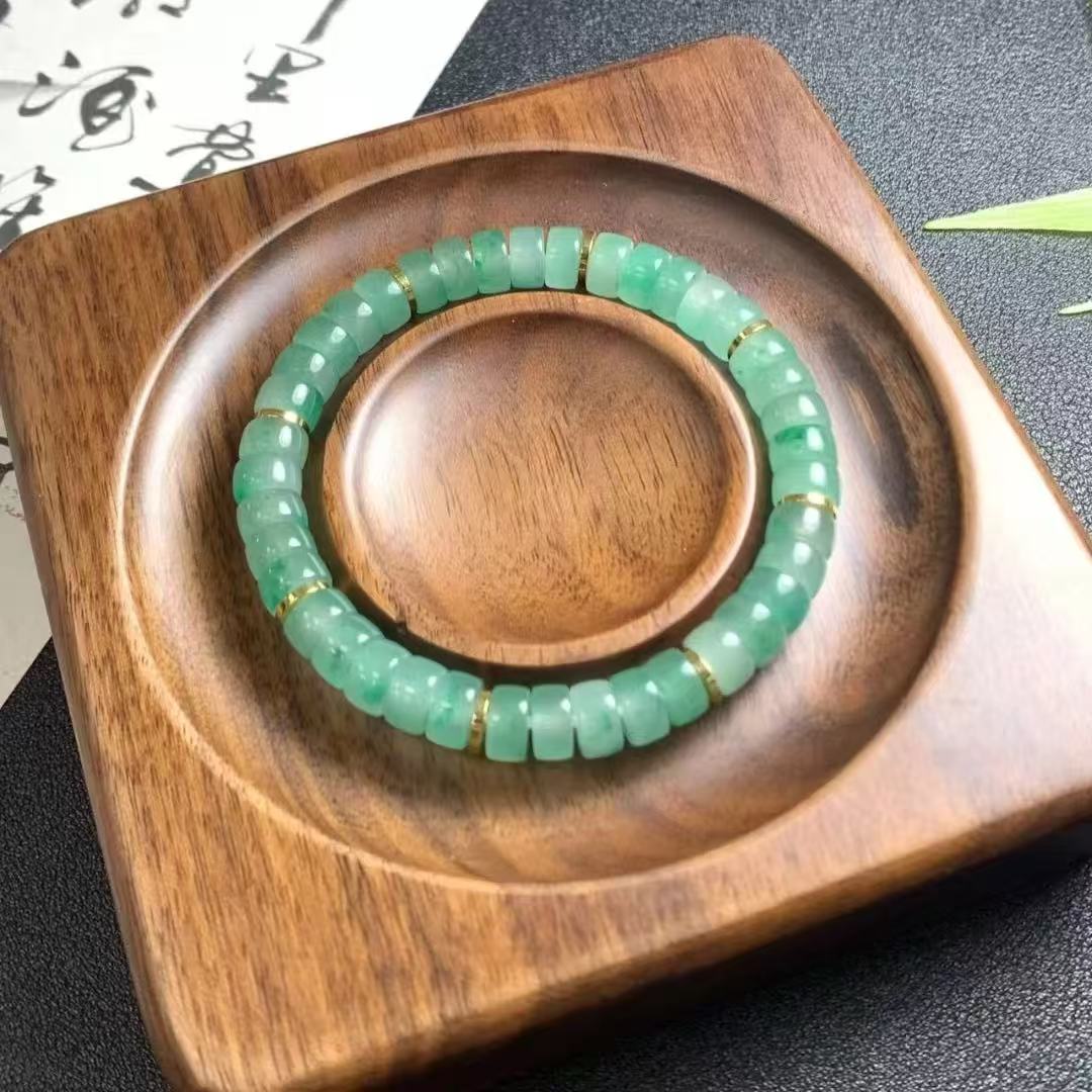 天然非洲翠直切药片珠精美手串