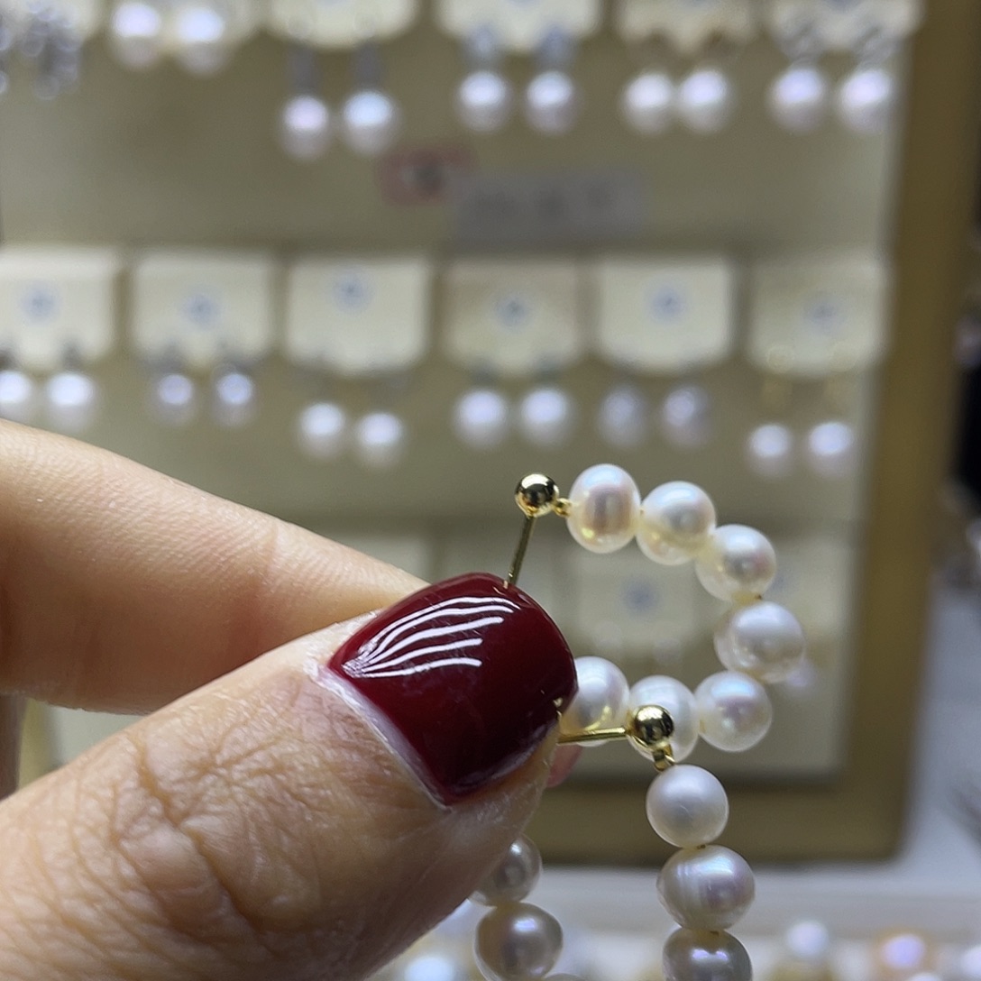 淡水珍珠耳饰银S925镶嵌