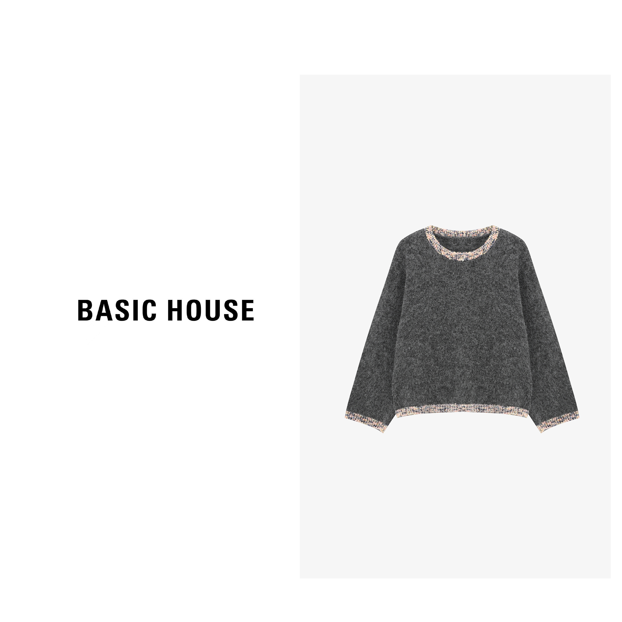 Basic House/百家好韩版新款名媛千金风显瘦气质毛衣-B0625B5NQY2