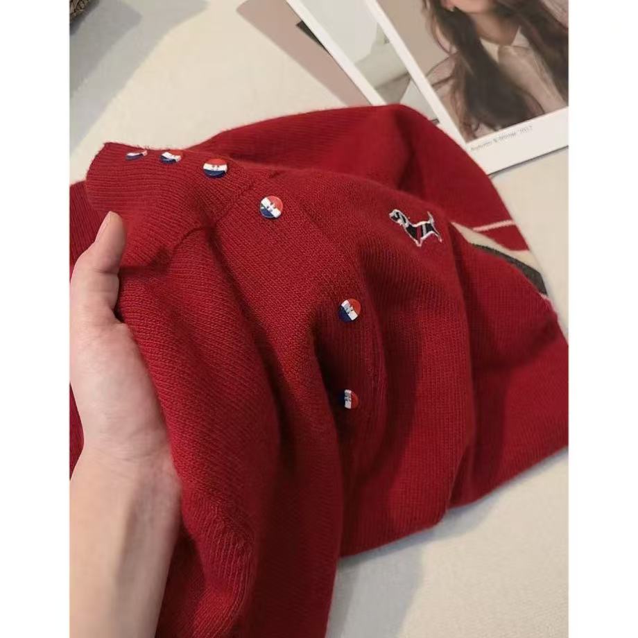 【腊肠狗红】时尚休闲百搭加厚高领翻领秋冬开衫外套