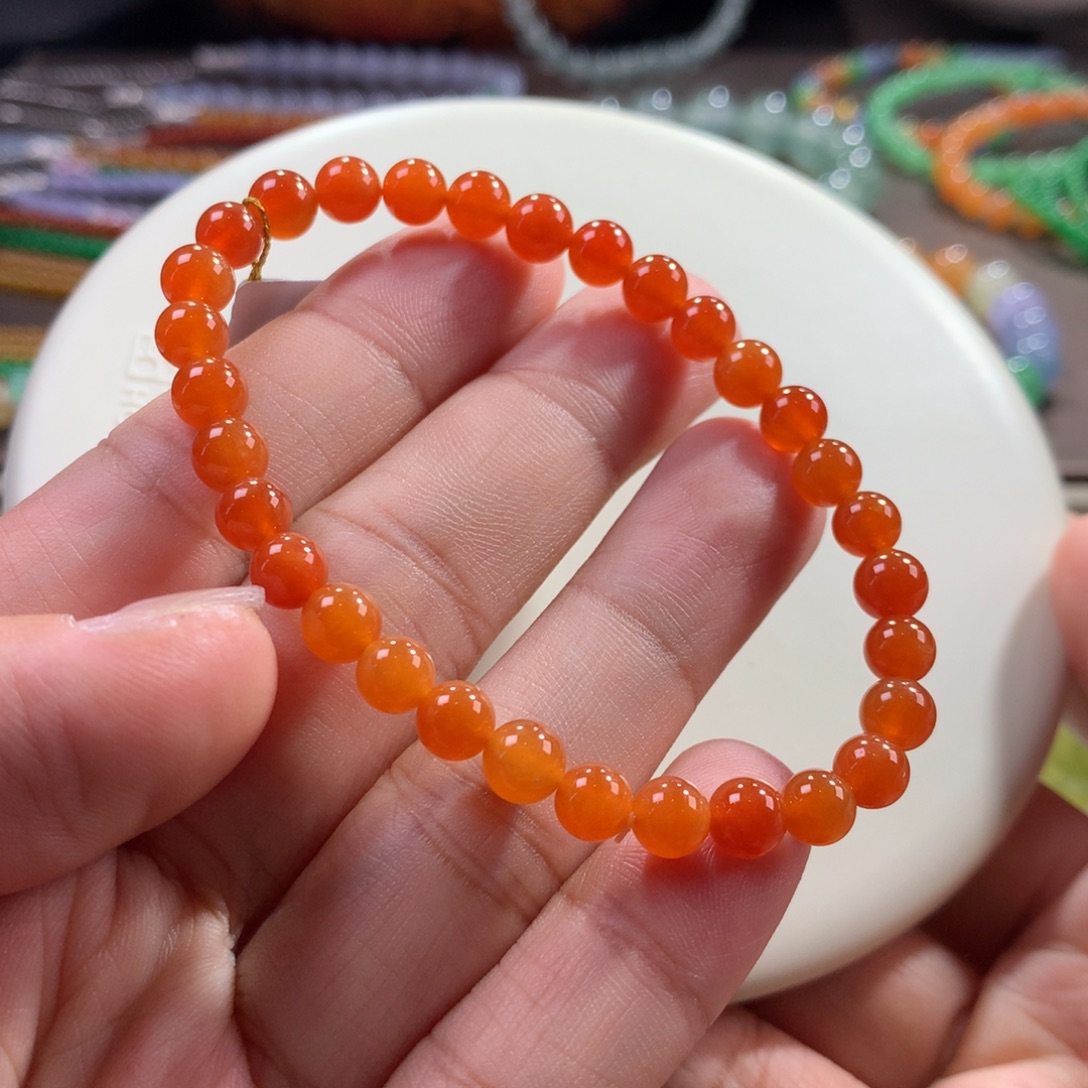 翡翠未镶嵌手链天然满色冰起胶红翡单圈卡5.6~5.9