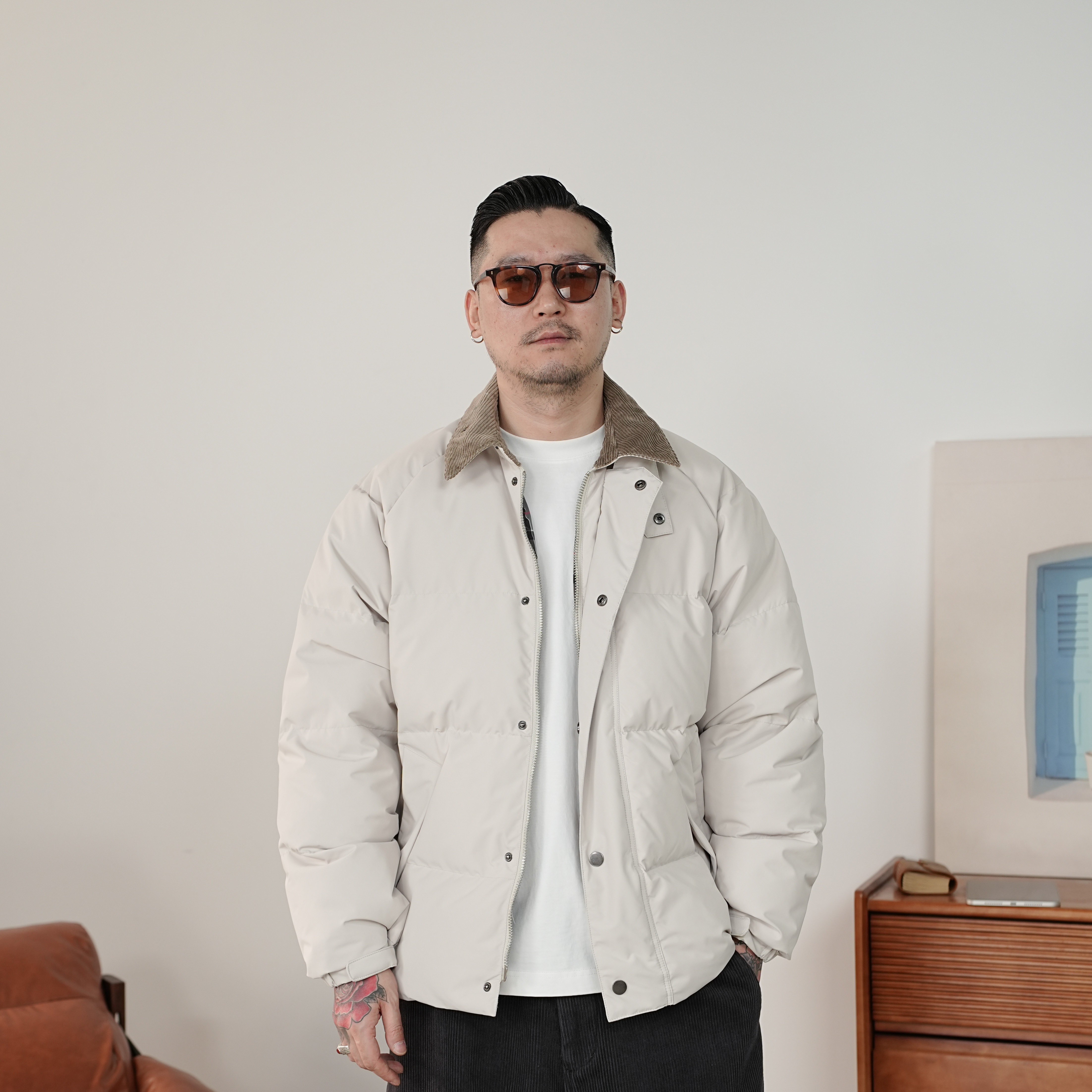 25FW冬季复刻巴博灯芯绒翻领复古羽绒服休闲宽松保暖通勤系列