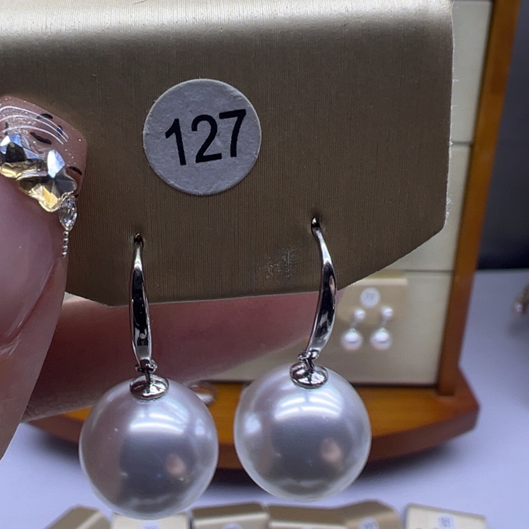 淡水珍珠耳饰银S925镶嵌