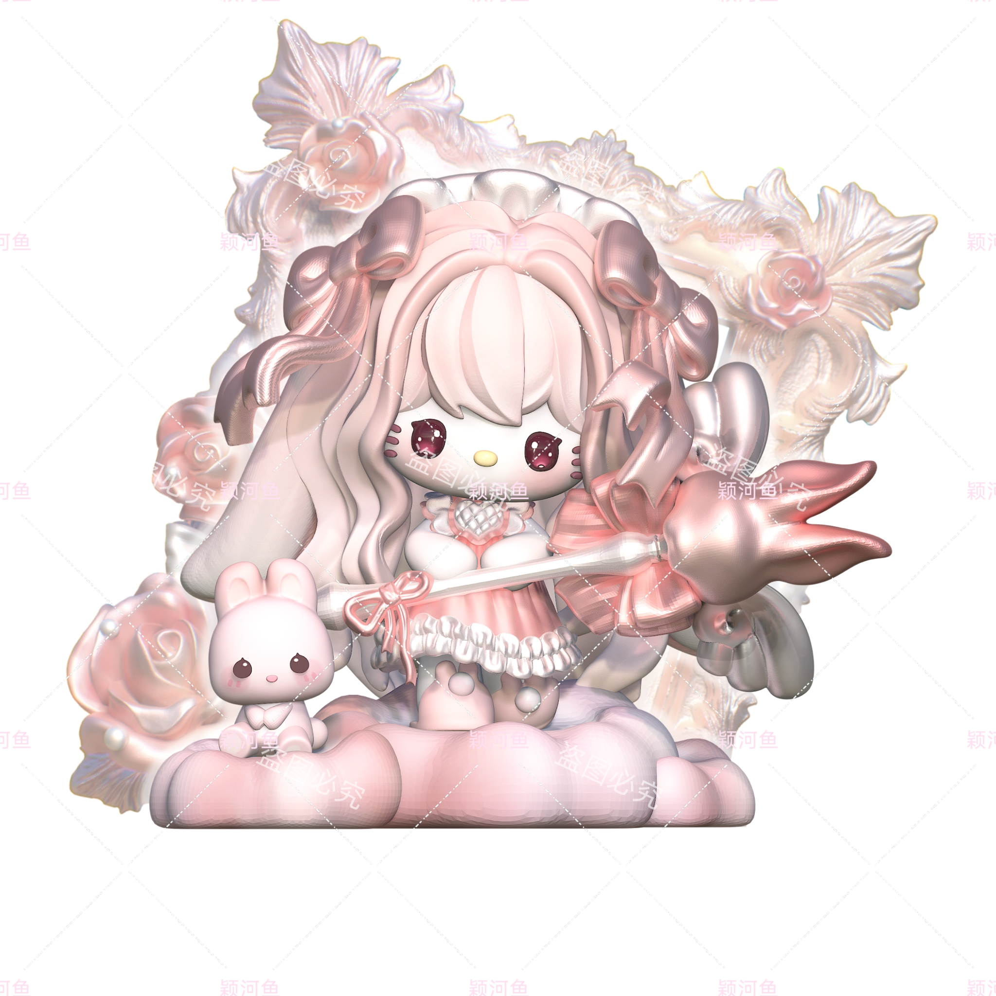 【独家垂耳兔Kitty系列】贴纸背卡打包材料手手账装饰贴纸硬卡纸