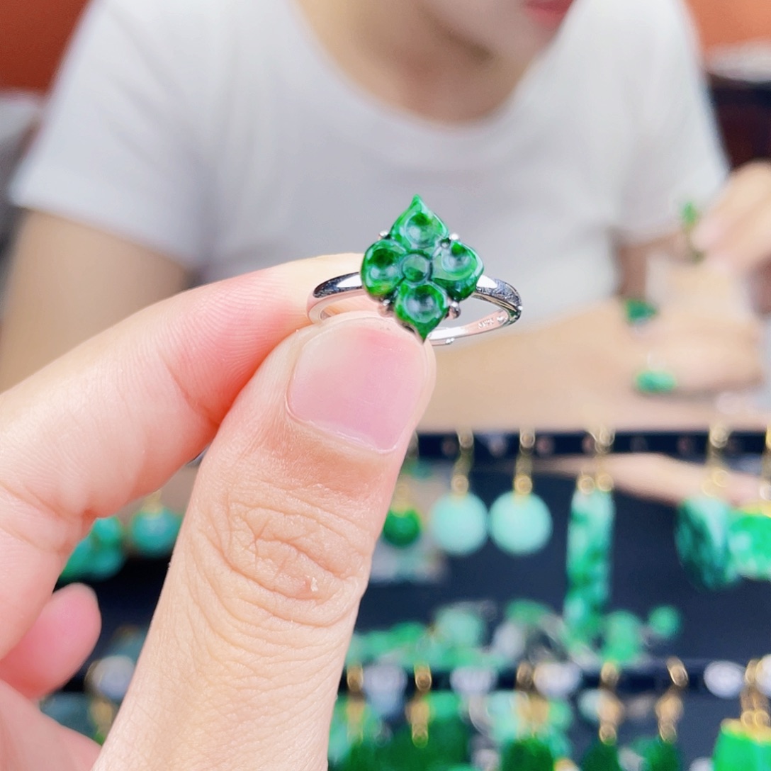 翡翠银S925镶嵌耳饰饰品