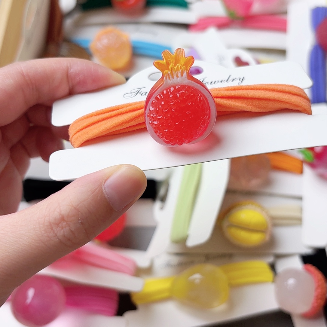 布艺铁合金夜光石榴发绳