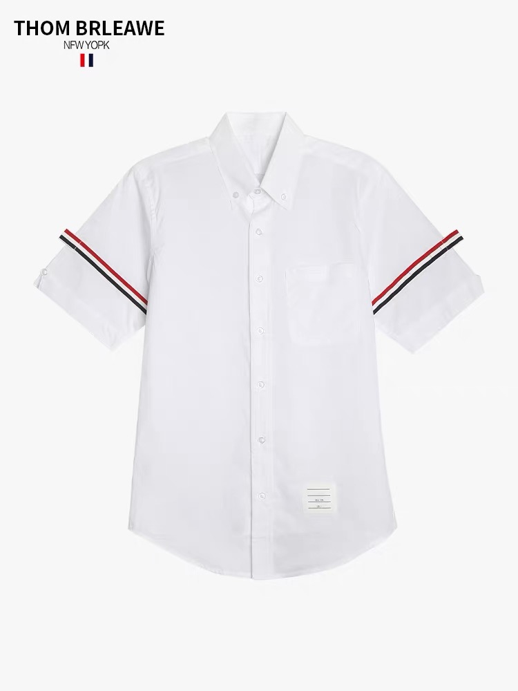 TB【官方正品】汤姆布郎THOM BRLEAWE夏季新款时尚双袖织带衬衫