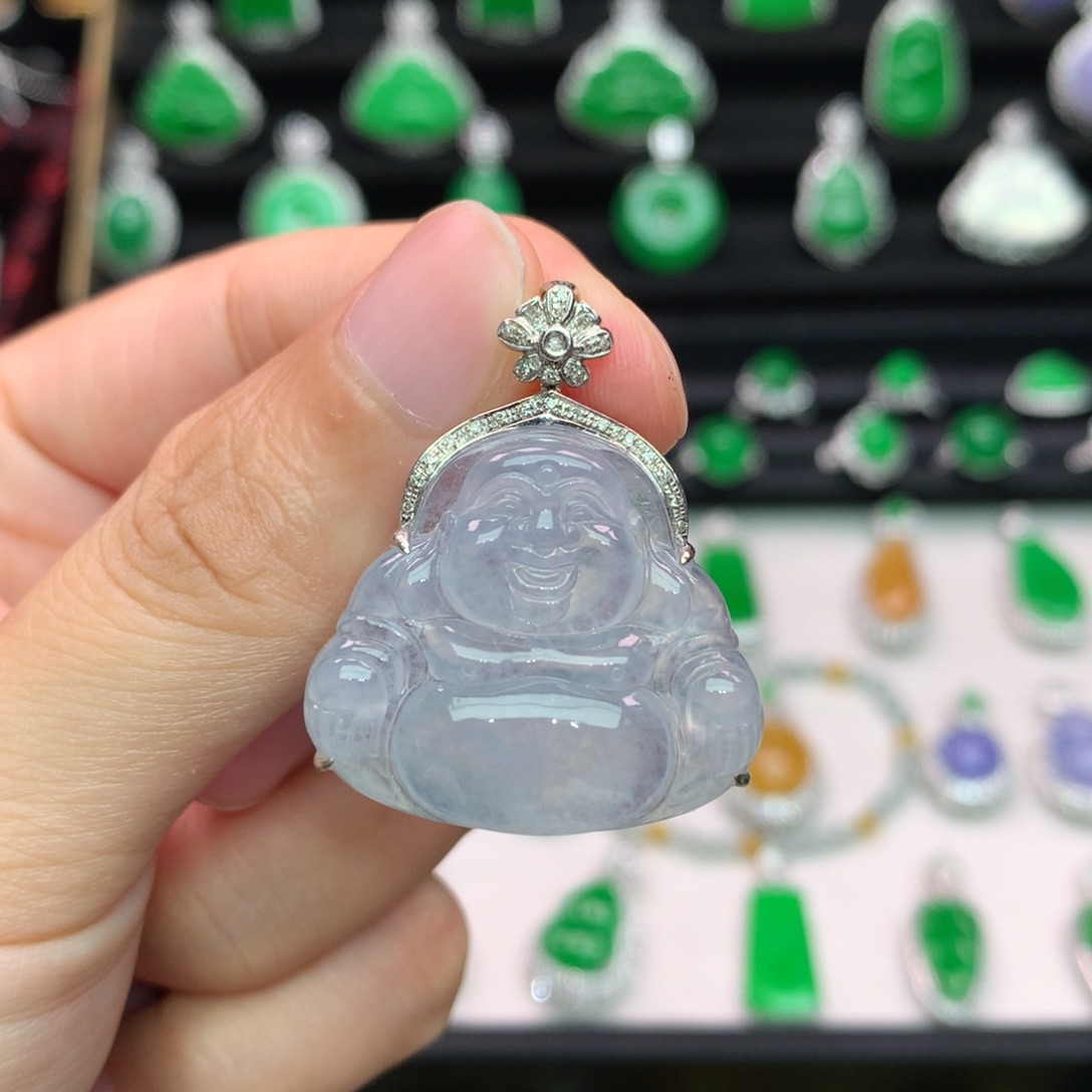 翡翠18K金镶嵌吊坠(不含链)