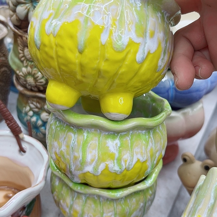 多肉绿植陶瓷花盆9.9包邮，有孔