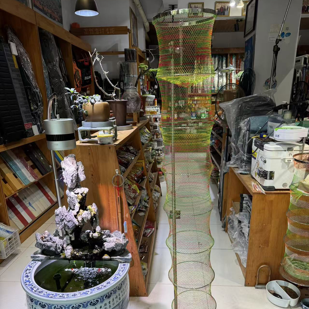 25直径1.83米16编原色原丝pe线304不锈钢圈口纯手工编织鱼护