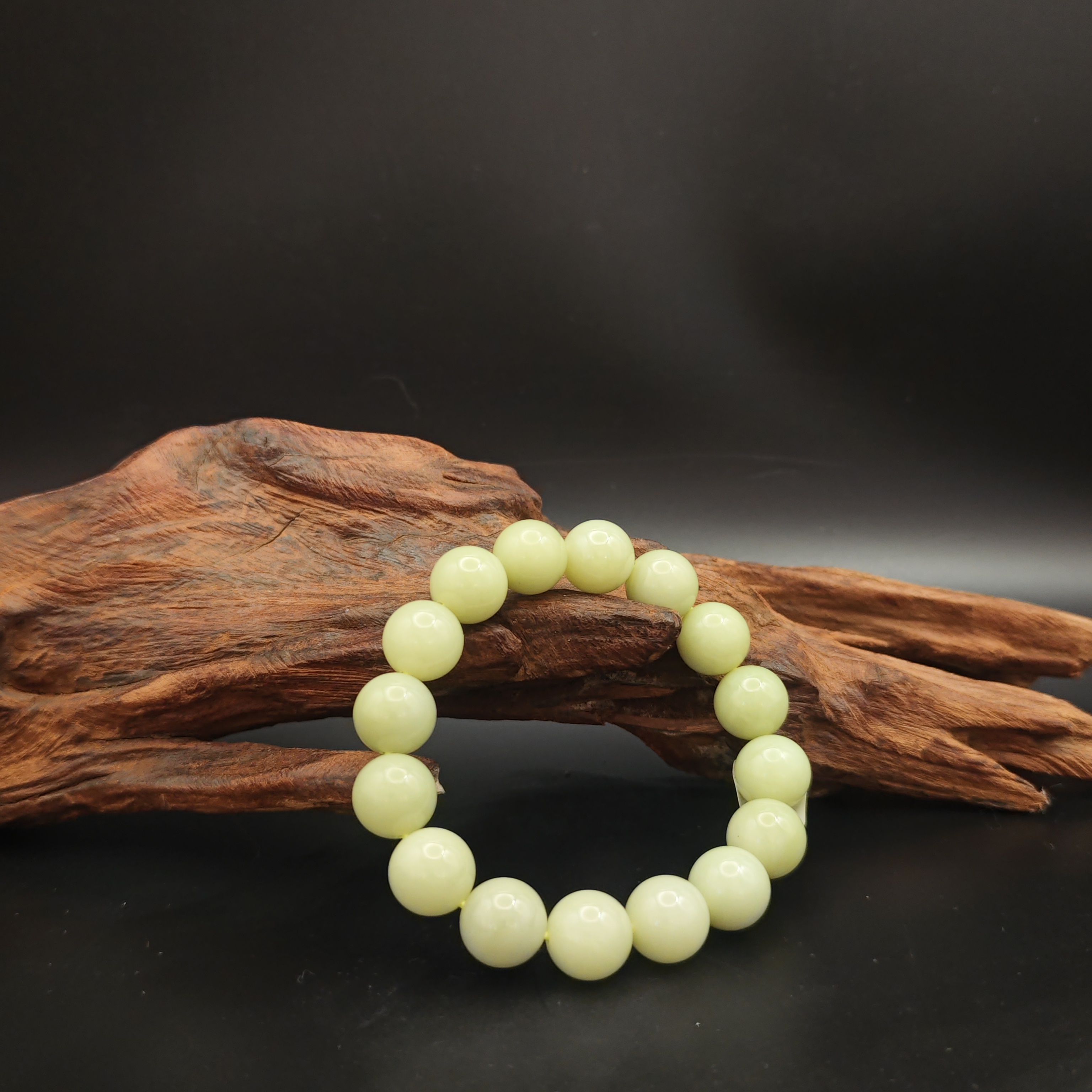 Z和田玉黄口圆珠手串（3381）