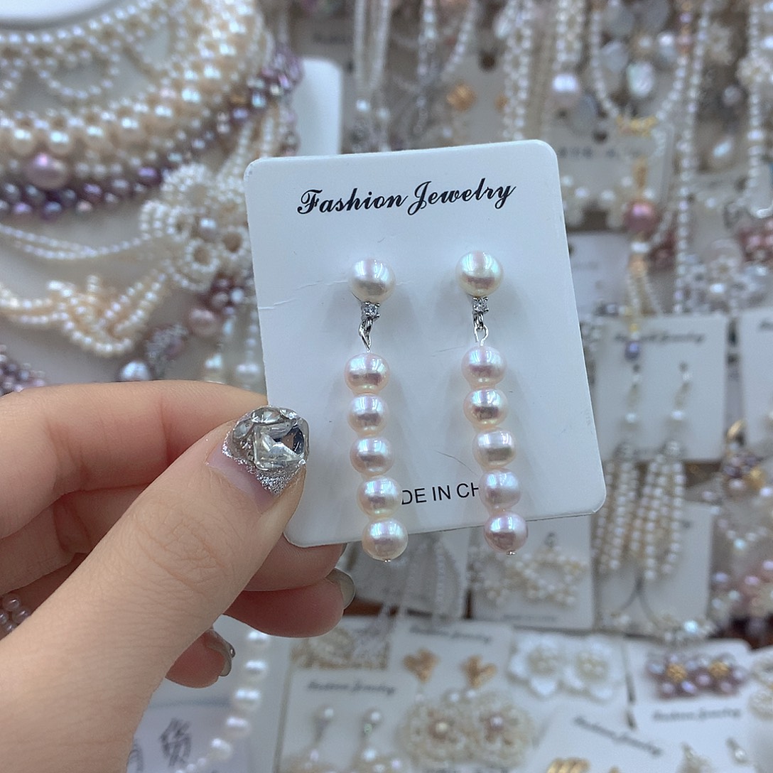银S925镶嵌耳饰淡水珍珠