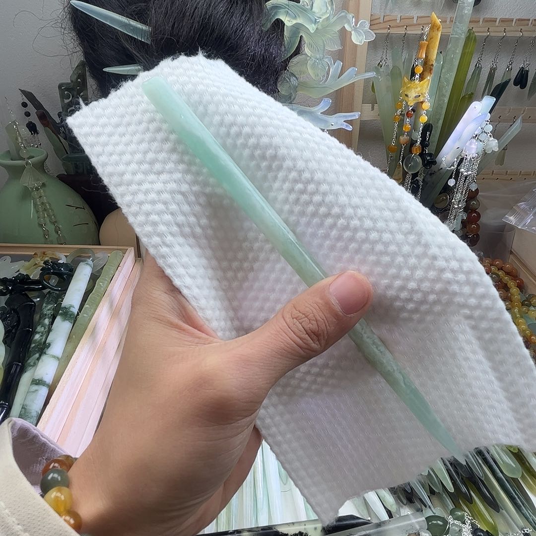 蛇纹石玉发饰未镶嵌天青冻