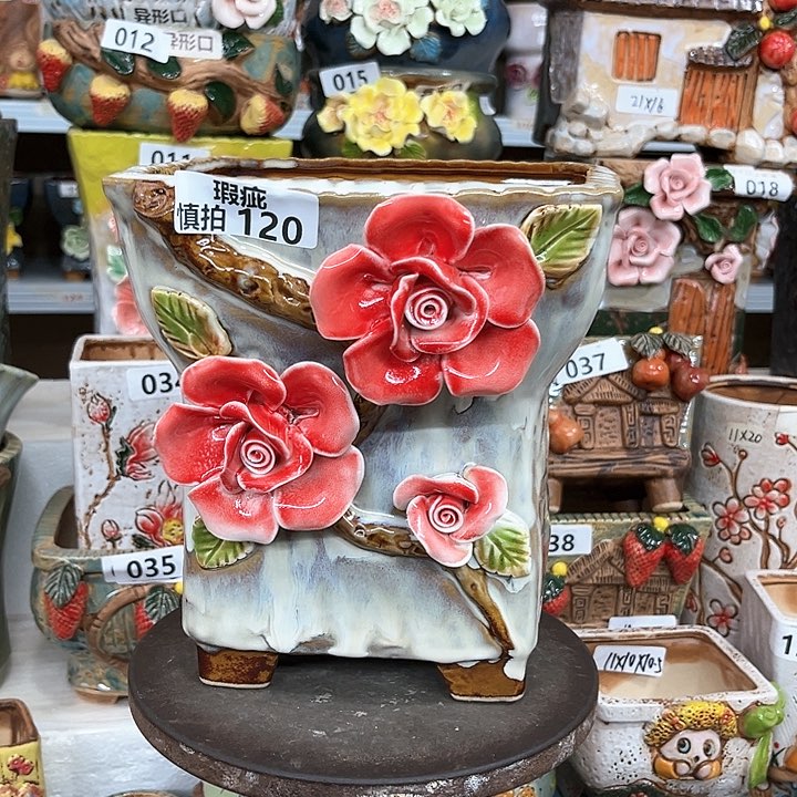 紫砂花盆粗陶材质多肉花盆120