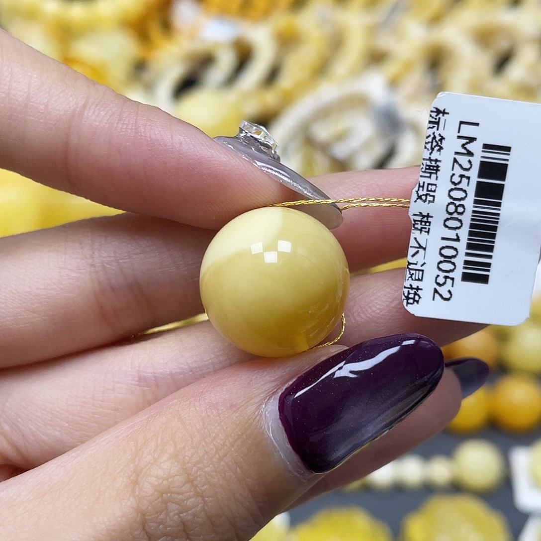 琥珀未镶嵌裸石16.8mm圆珠蜜蜡