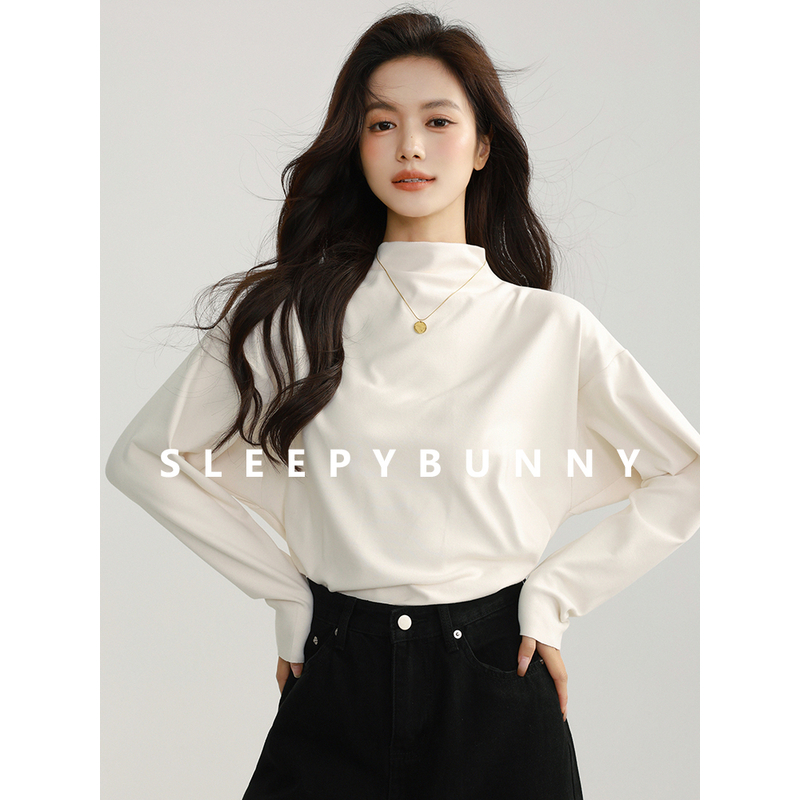 D瞌睡兔【清苍双面绒】内搭长袖打底衫女冬软糯显瘦内搭上衣230466