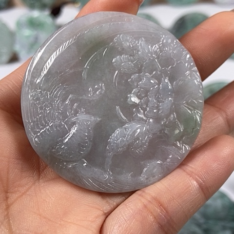 翡翠颈饰未镶嵌凤穿牡丹福利