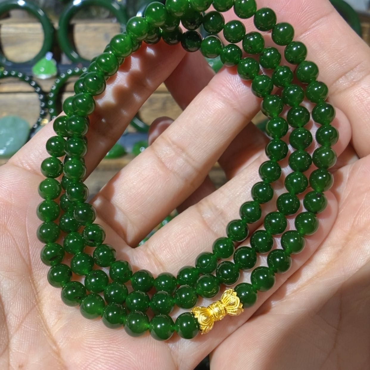 【闪购商品】吊坠(不含链)未镶嵌和田玉俄七红皮菠菜绿项链6