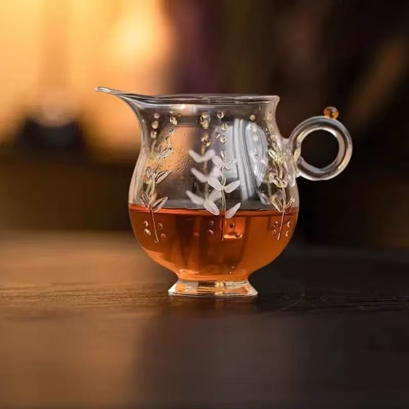 手工耐热玻璃紫藤花公道杯分茶器高档茶道家用