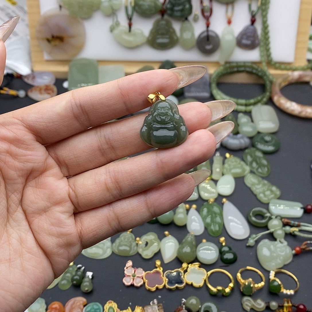 和田玉吊坠(不含链)银S925镶嵌