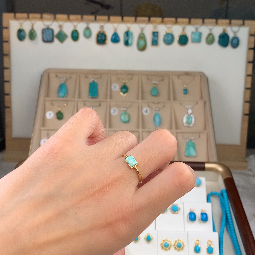 绿松石银S925镶嵌戒指