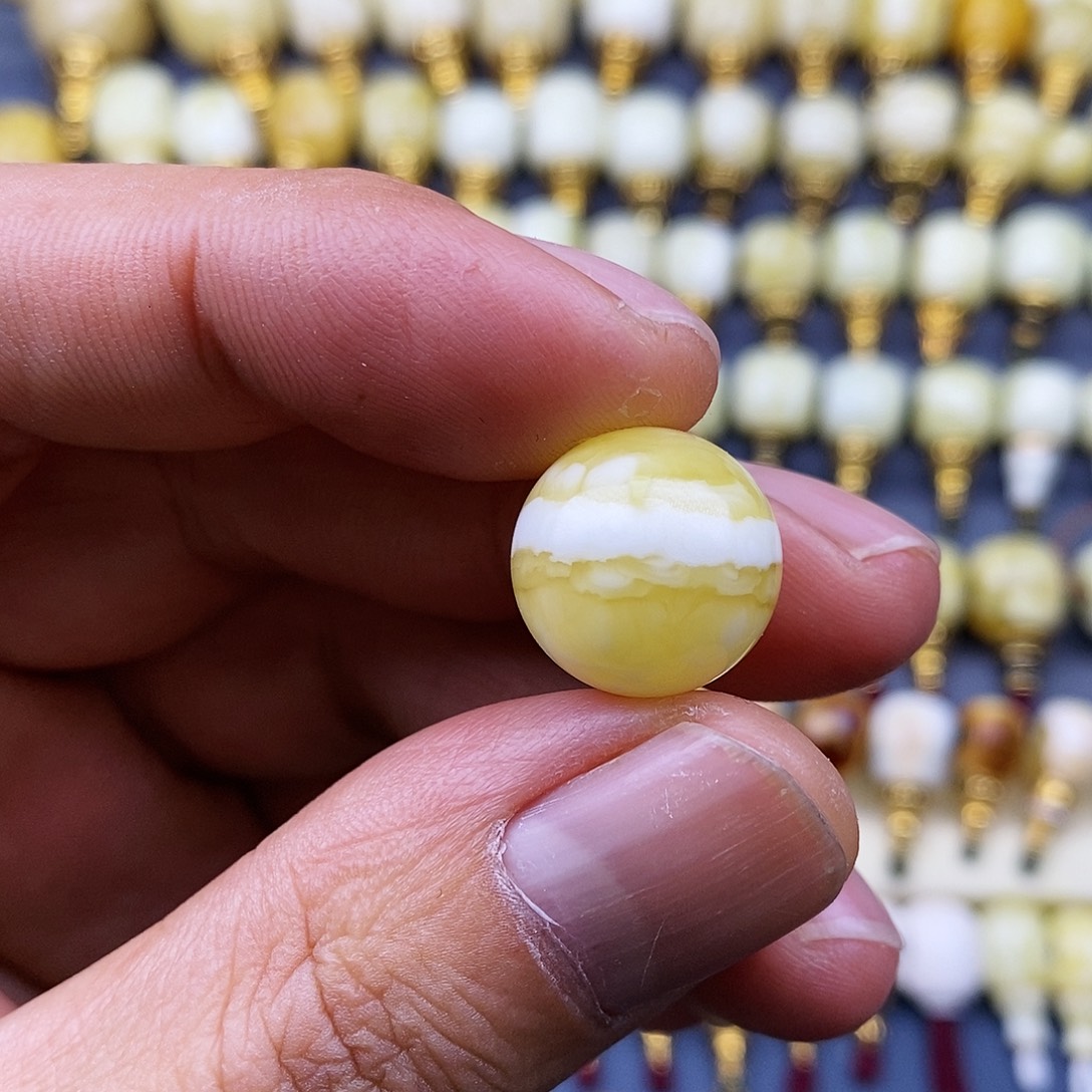 阿***李琥珀未镶嵌裸石15.7mm蜜蜡虎皮纹单珠