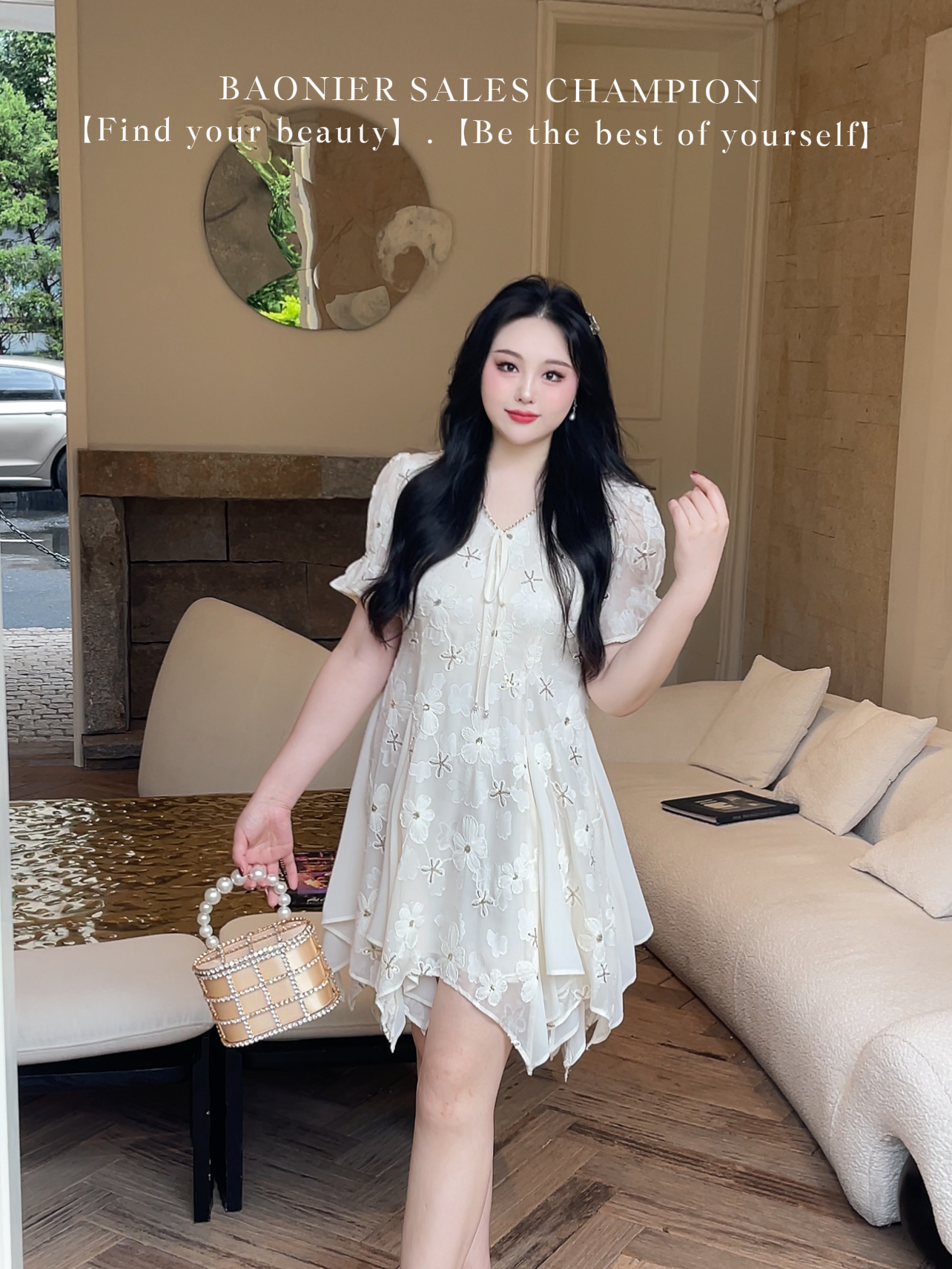 BAONI 2025夏季新款胖mm微胖大码显瘦连衣裙#U25X6025