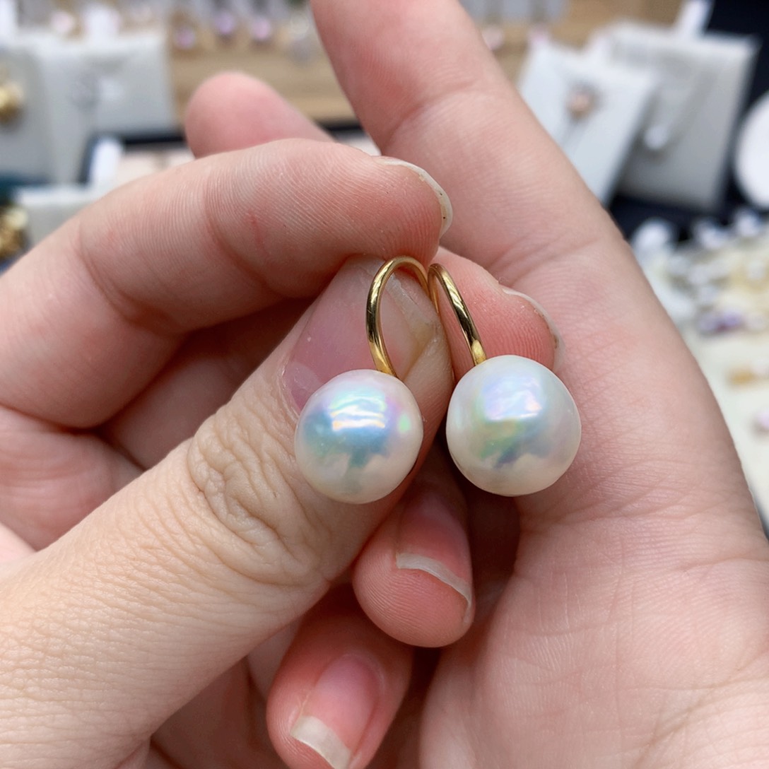 淡水珍珠耳饰银S925镶嵌