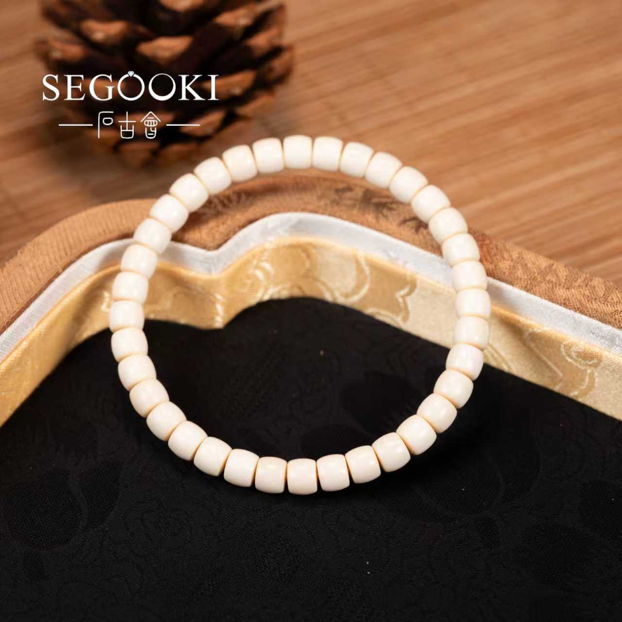 天然猛犸象牙手链-珠径5*6mm-MM004-不退不换