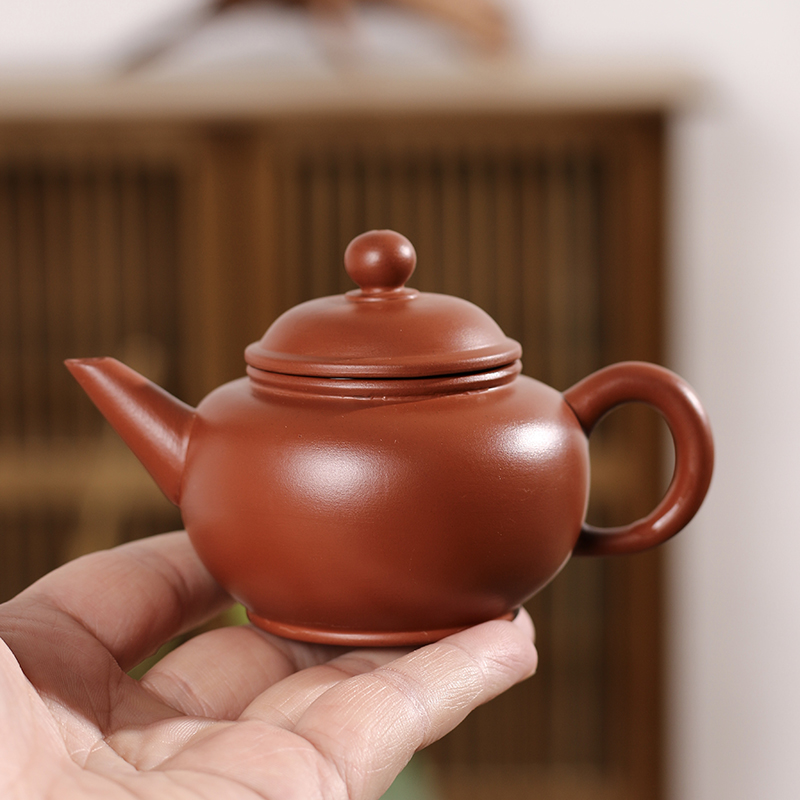 潮州朱泥陶壶手工水平壶泡茶壶网孔冲茶罐小容量工夫家用潮州朱泥