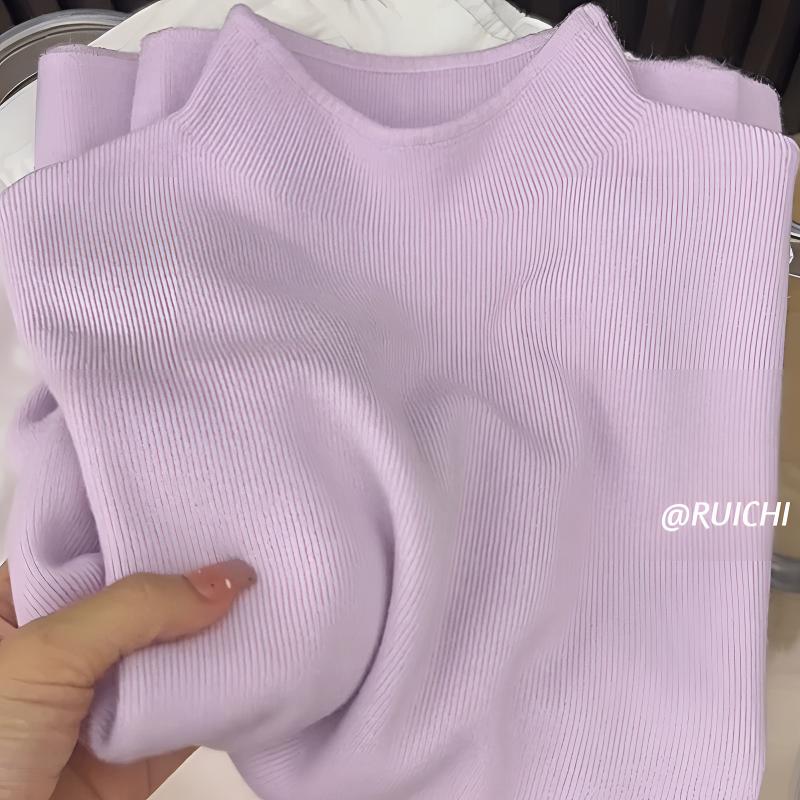 奶fufu韩系打底衫2025秋季新款简约百搭好看针织衫长袖上衣女