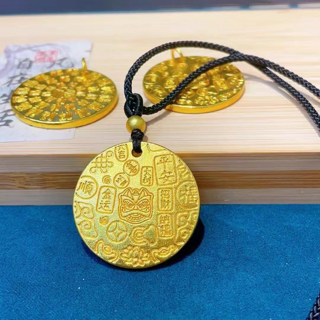 合金吊坠 醒狮福牌 时尚复古双面挂坠传承经典百搭实心项坠