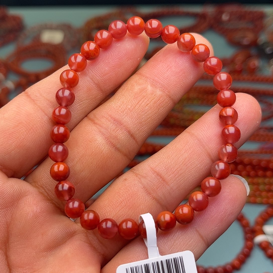 南红玛瑙未镶嵌手链玫锦红卡6
