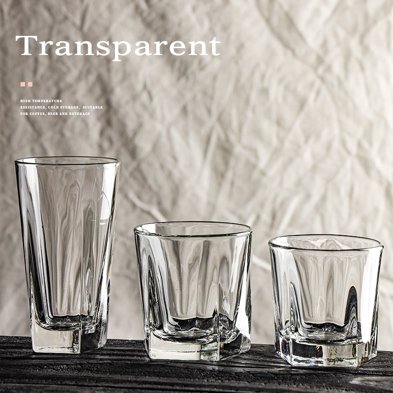 五角圆形口玻璃杯威士忌酒杯餐厅创意水杯子KTV酒吧啤酒杯洋酒杯