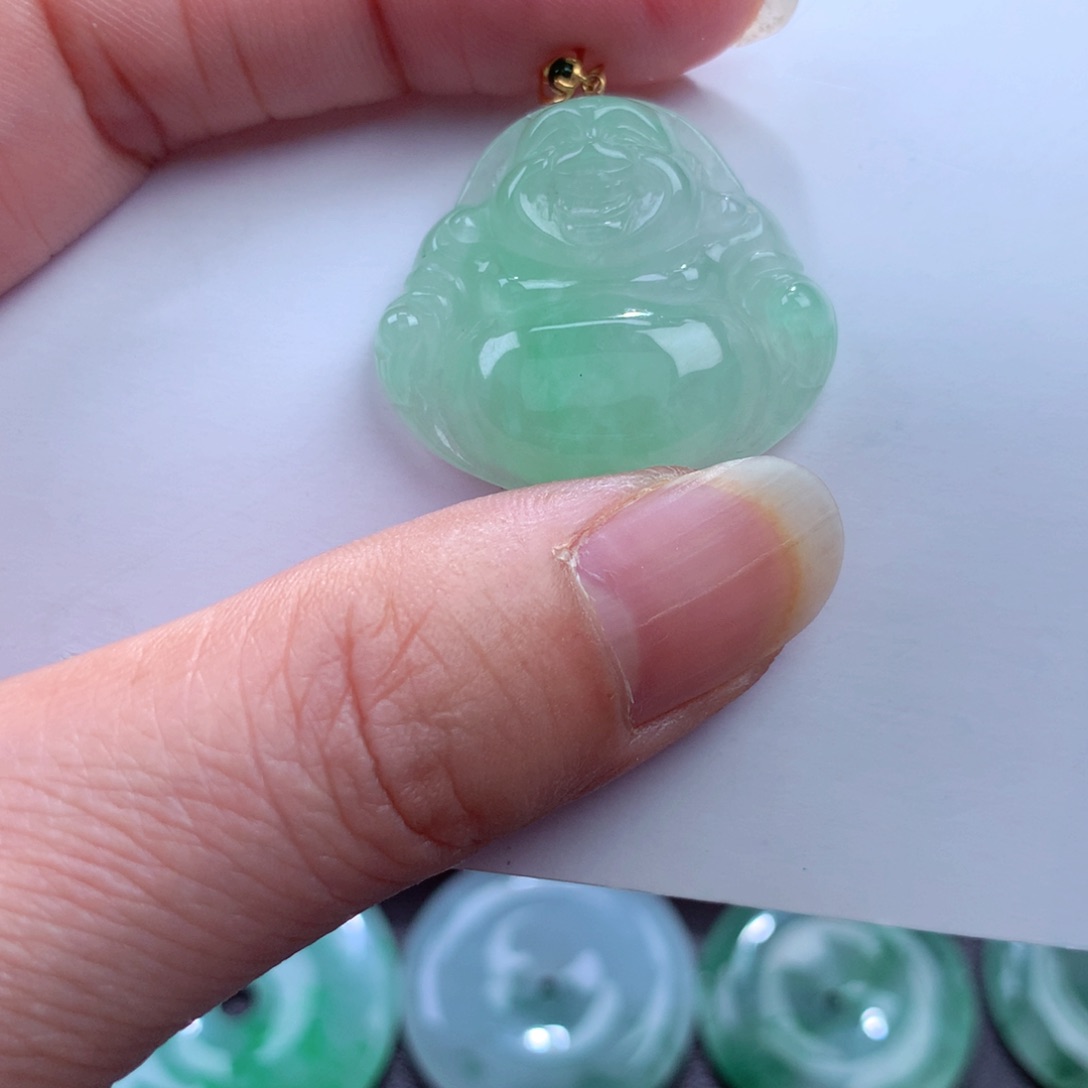 翡翠吊坠(不含链)18K金镶嵌