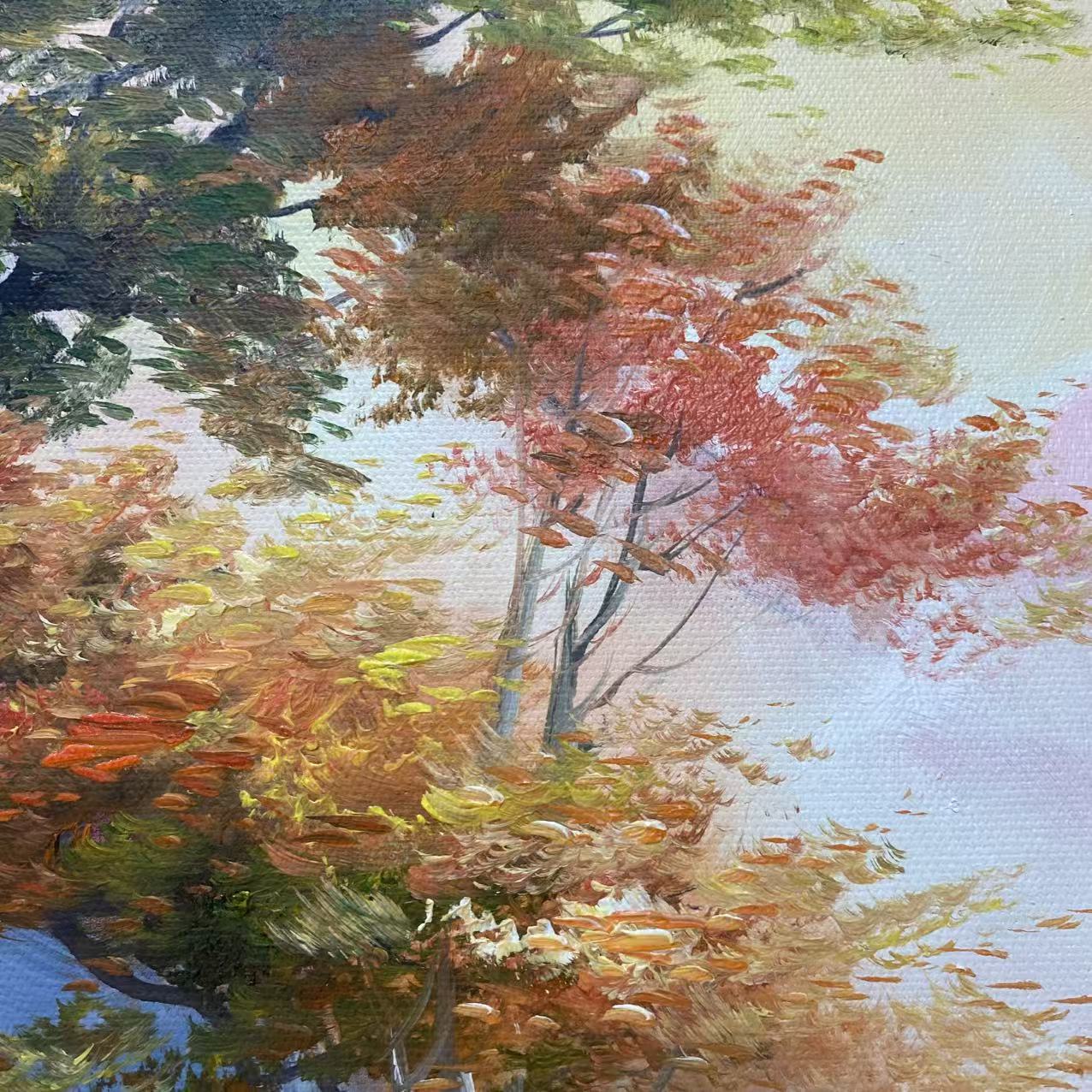 林彦新***秋景-光影-约50-60厘米-手绘油画-麻布