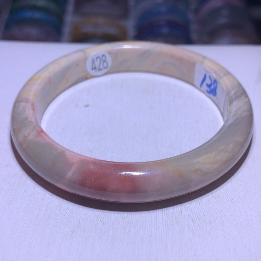 手镯银S925镶嵌水晶海洋碧玉60.3圈428