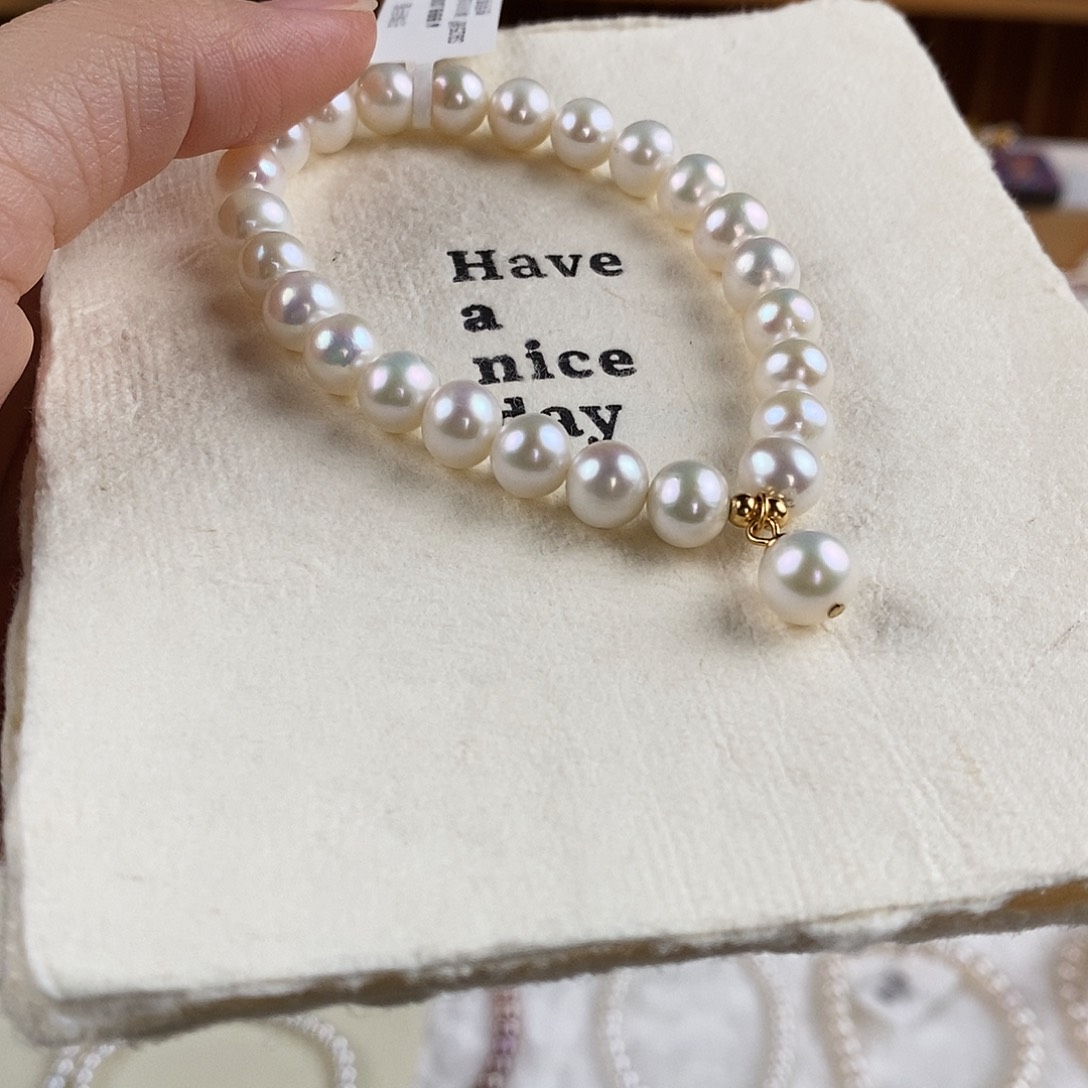 淡水珍珠银S925镶嵌手绳