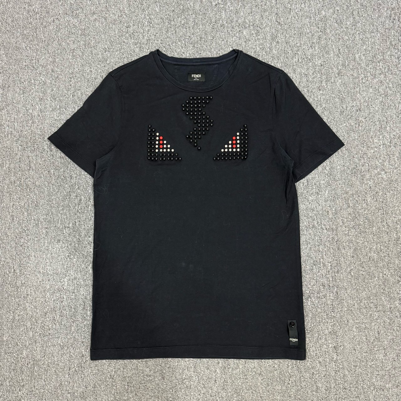 99新 FENDI/芬迪 13792954 Fendi芬迪 黑色铆钉小怪兽短袖 48码