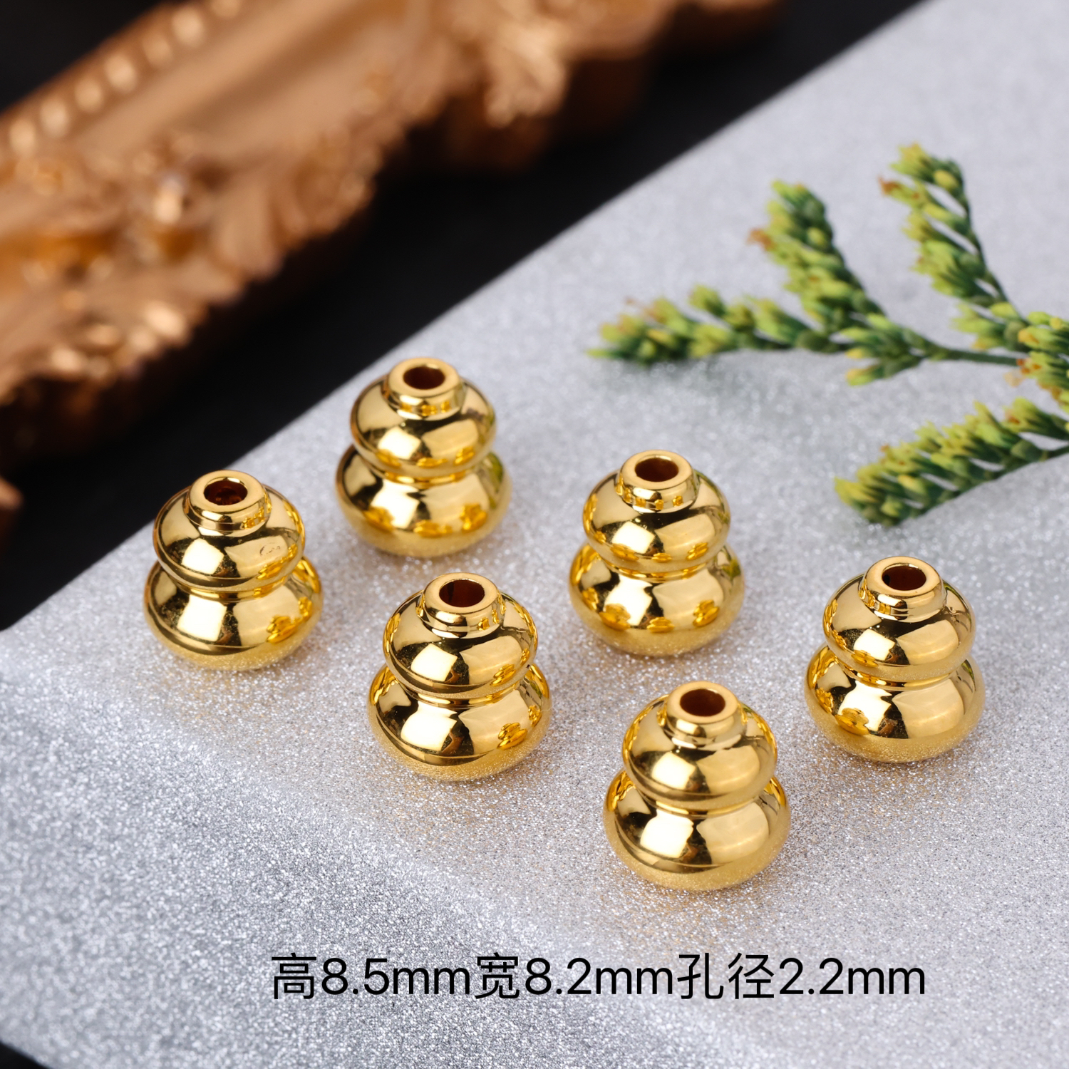 【来福工厂】18k金加大加厚版奶嘴葫芦胖福中穿顶珠隔珠DIY配饰