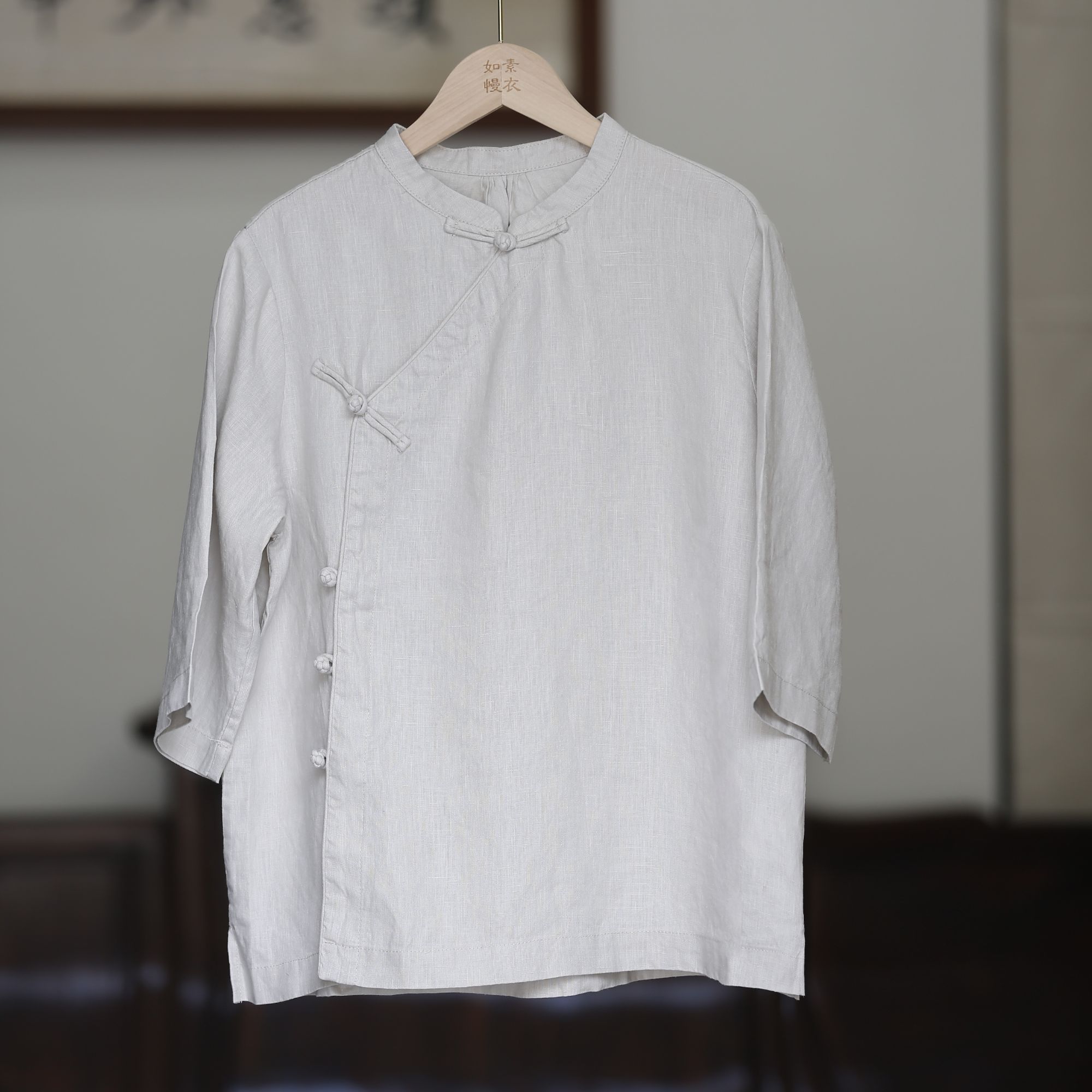 如素慢衣汉麻复古夏季斜襟衬衫36467