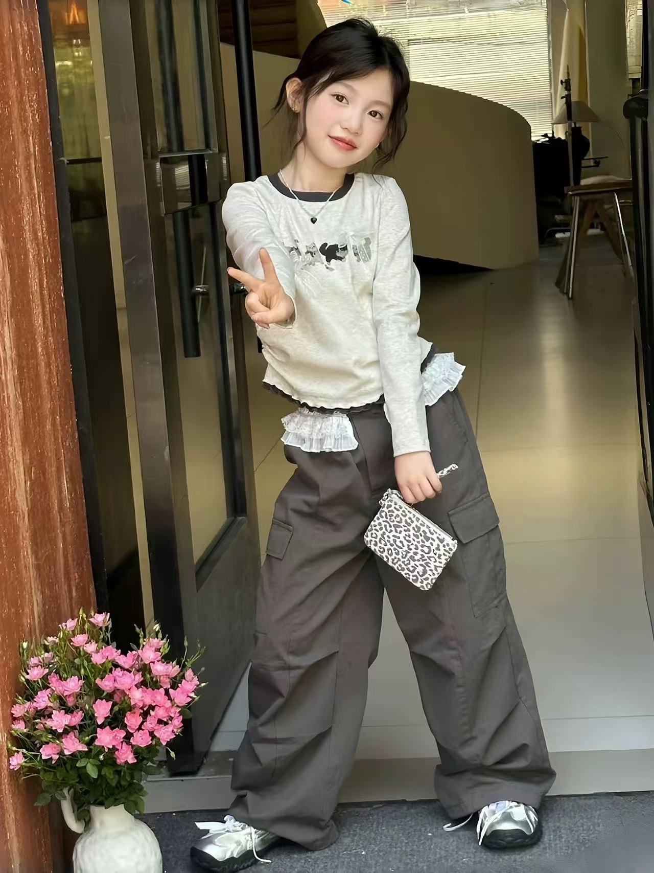 女童套装春秋款2025新款洋气儿童女孩时髦秋装韩版休闲卫衣两件套