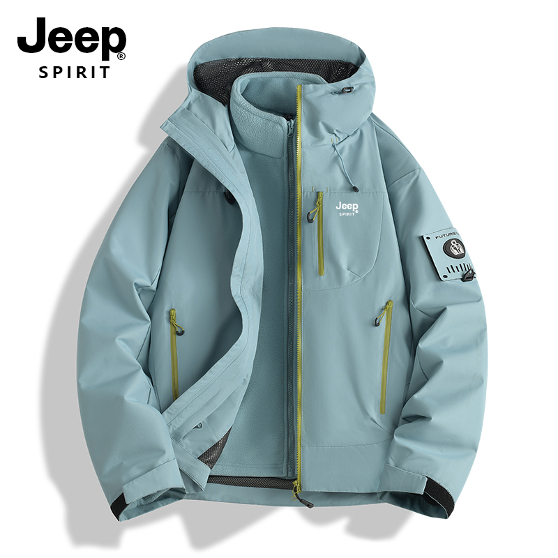 JEEP吉普三合一保暖冲锋衣男女同款秋冬季情侣外套登山防风夹克潮
